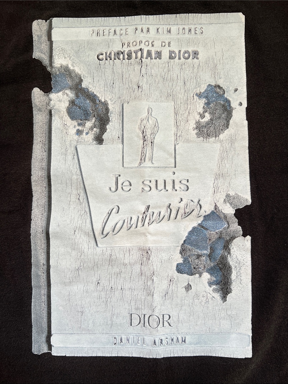 DIOR x DANIEL ARSHAM Je Suis Eroded Book Graphic T-Shirt Black/Blue Men's XXL